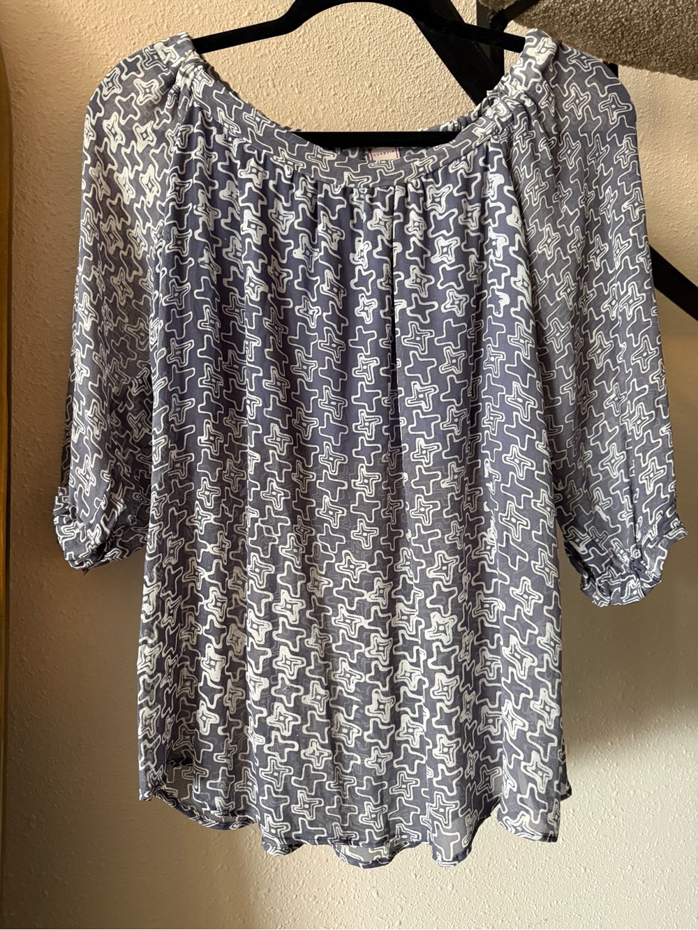 Silk Top in Gray Hand Painted